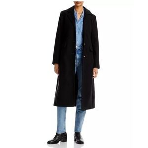 Aqua Long Notch Collar Coat Bloomingdales | Medium | Black | GUC
